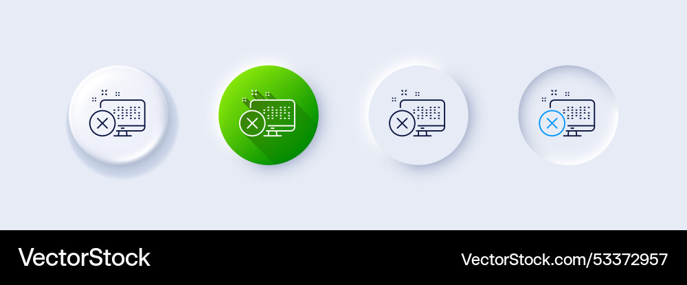 Reject web access line icon decline monitor sign Reject web access line icon decline monitor sign vector image