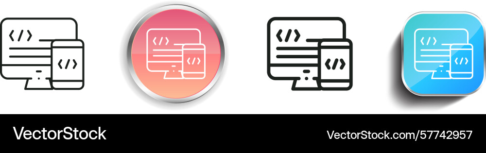 Responsive icon thin linear regular and button Responsive icon thin linear regular and button vector image
