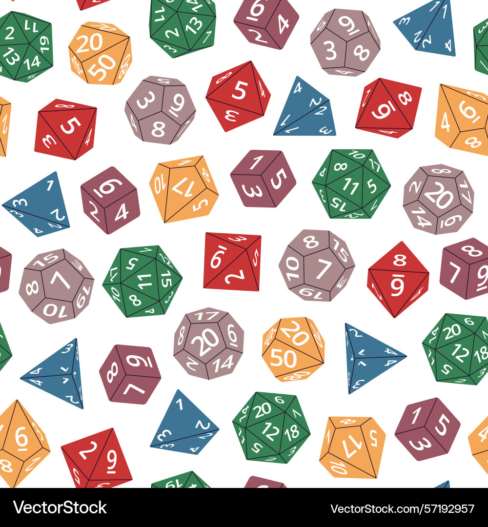 Rpg game dice seamless pattern repeated color Rpg game dice seamless pattern repeated color vector image