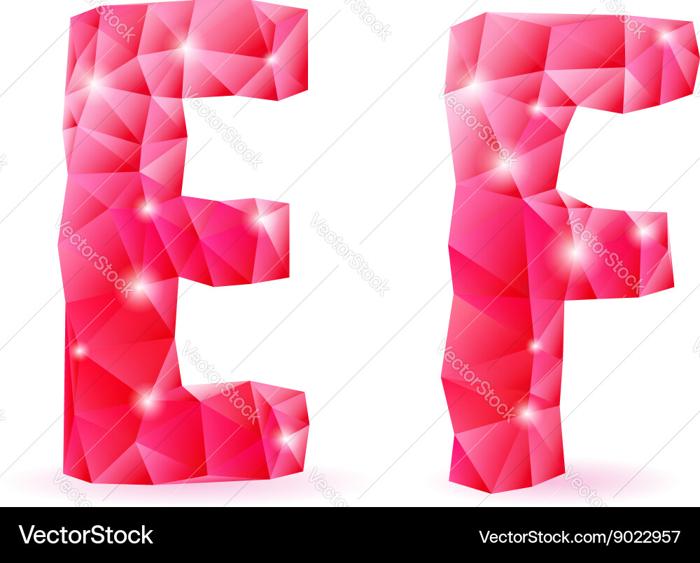 Ruby polygonal font Vector Image