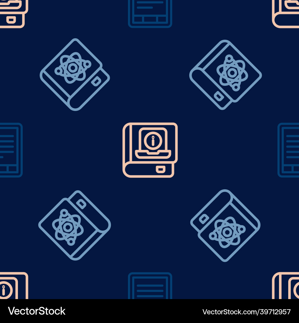 Set line e-book reader about physics and user Set line e-book reader about physics and user vector image