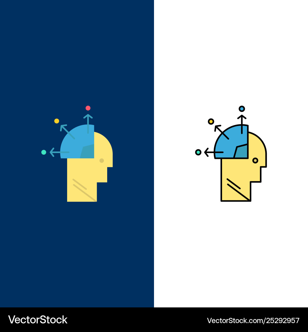 User man mind programming art icons flat and line User man mind programming art icons flat and line vector image