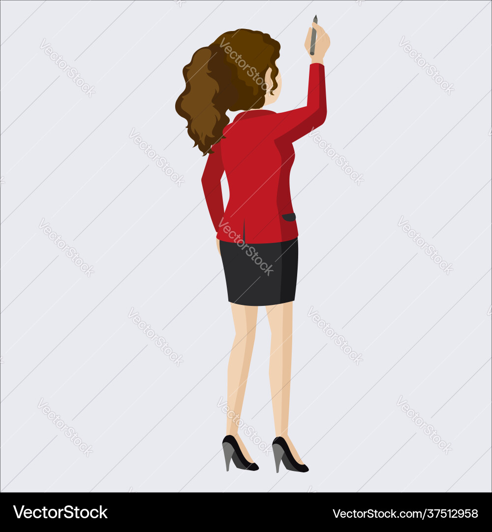Back view mowen writing Royalty Free Vector Image