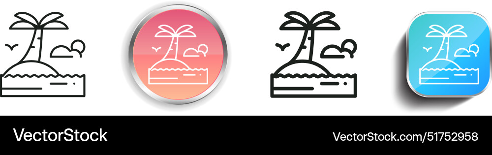 Beach icon thin linear regular and button style vector image
