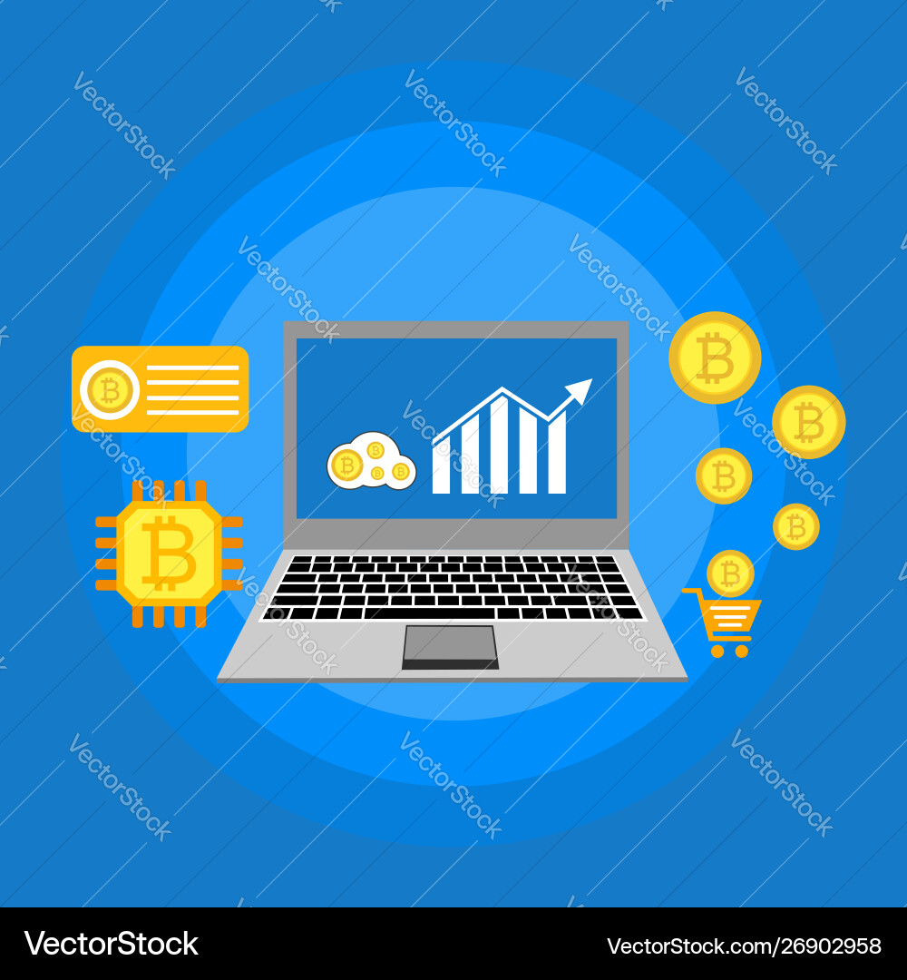 Blockchain scheme mining crypto currency server Blockchain scheme mining crypto currency server vector image