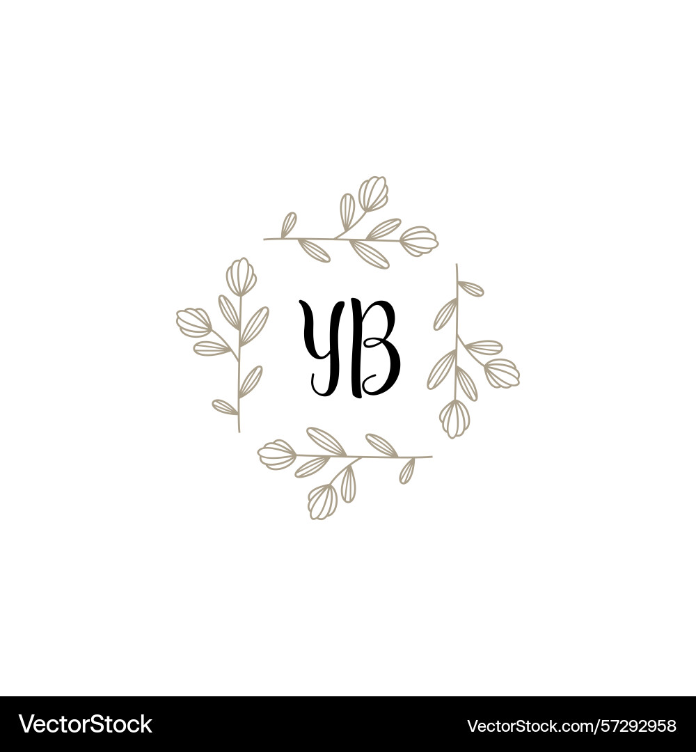 Botanical monogram logos with initial yb Botanical monogram logos with initial yb Vector Image