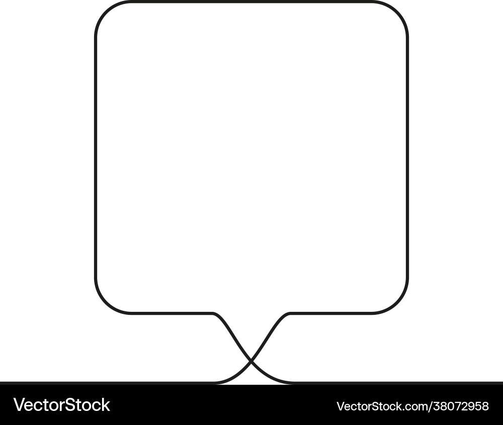 Continuous line drawing square speech bubble Continuous line drawing square speech bubble vector image