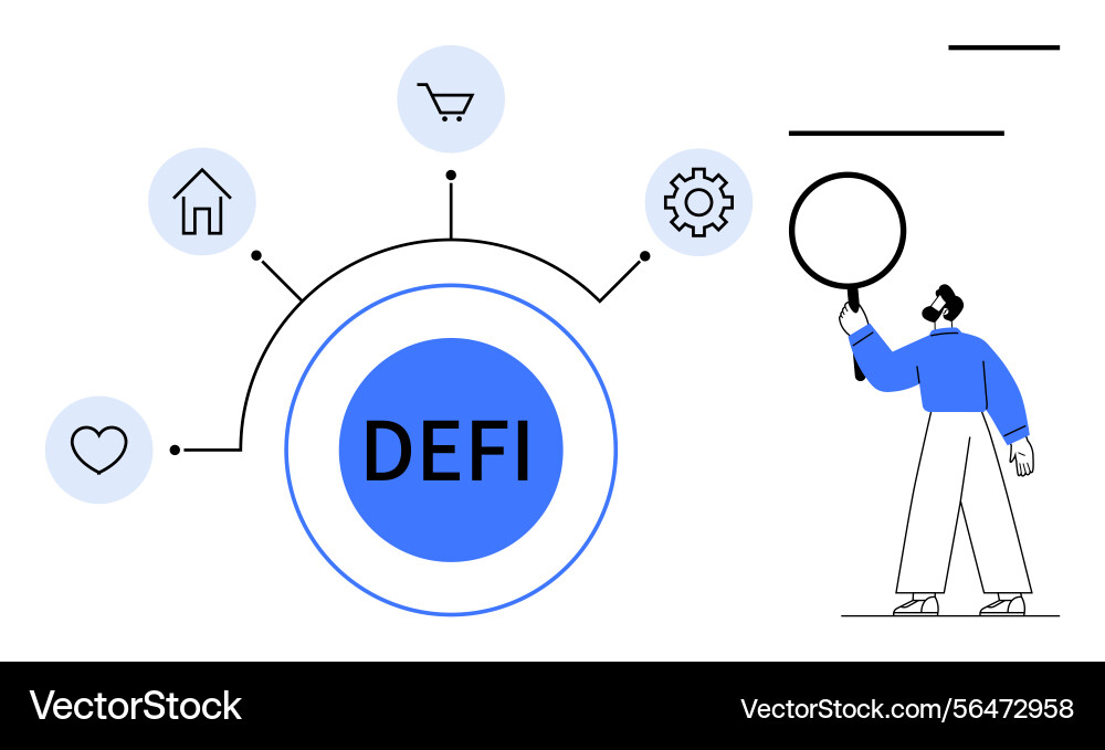 Decentralized finance concept with user and system Vector Image