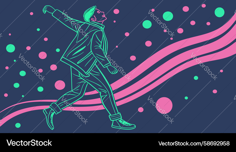 Dynamic figure running with vibrant abstract Vector Image