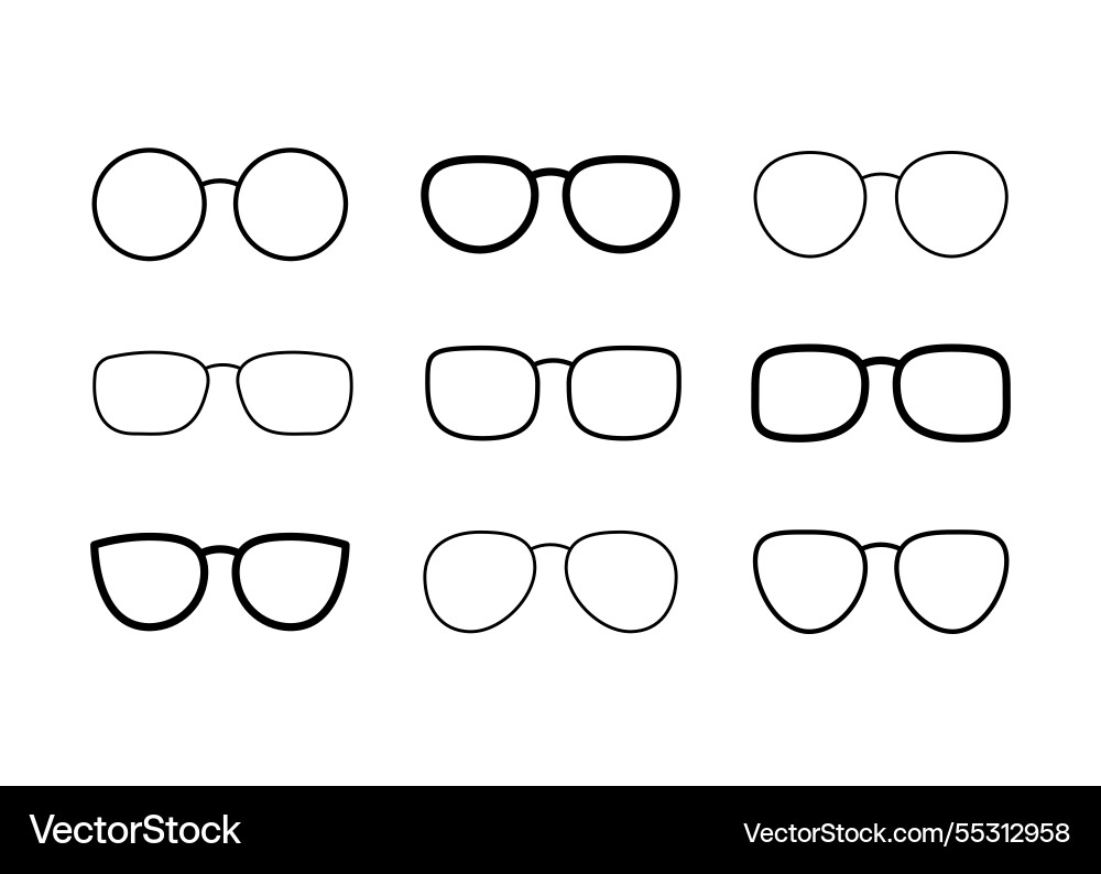 Eyeglasses different shapes of frames glasses Eyeglasses different shapes of frames glasses vector image