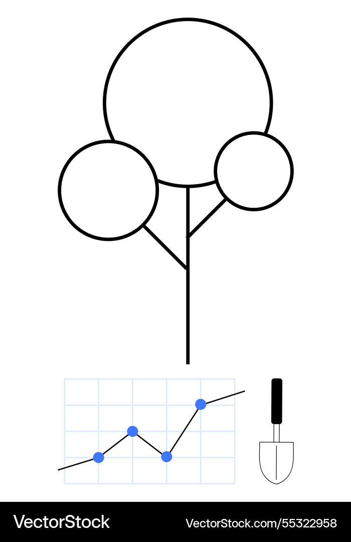 Growth chart with tree design line graph Growth chart with tree design line graph vector image
