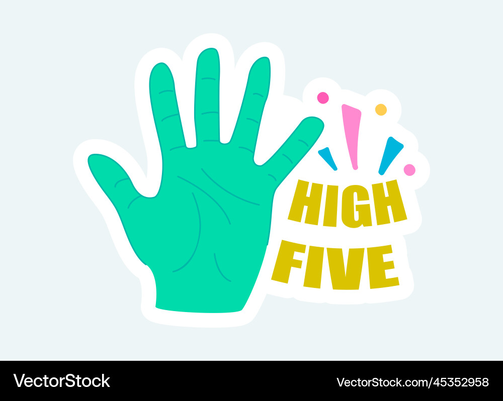 High five text and hand with open palm spread – Royalty-Free