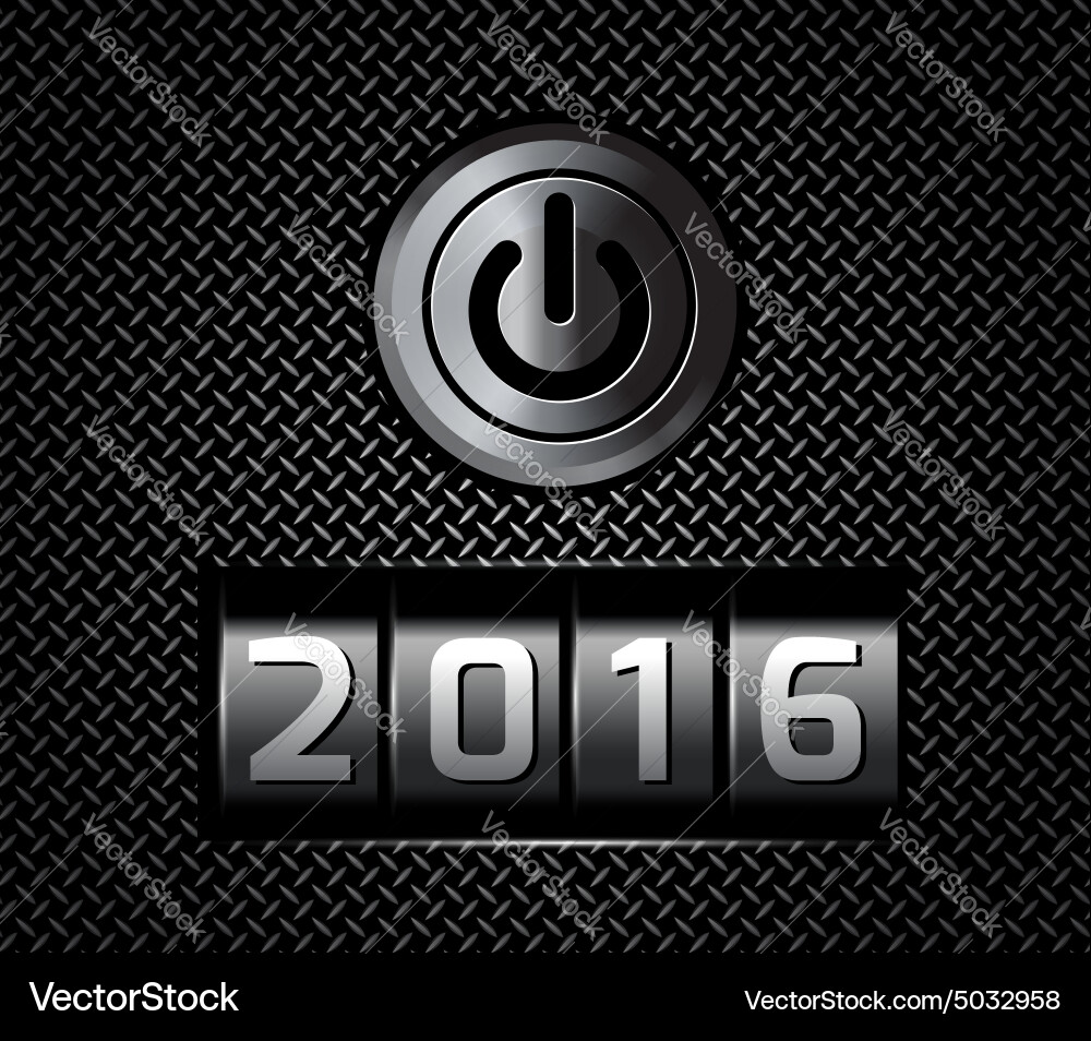 New Year 2016 Countdown with Power Button vector image