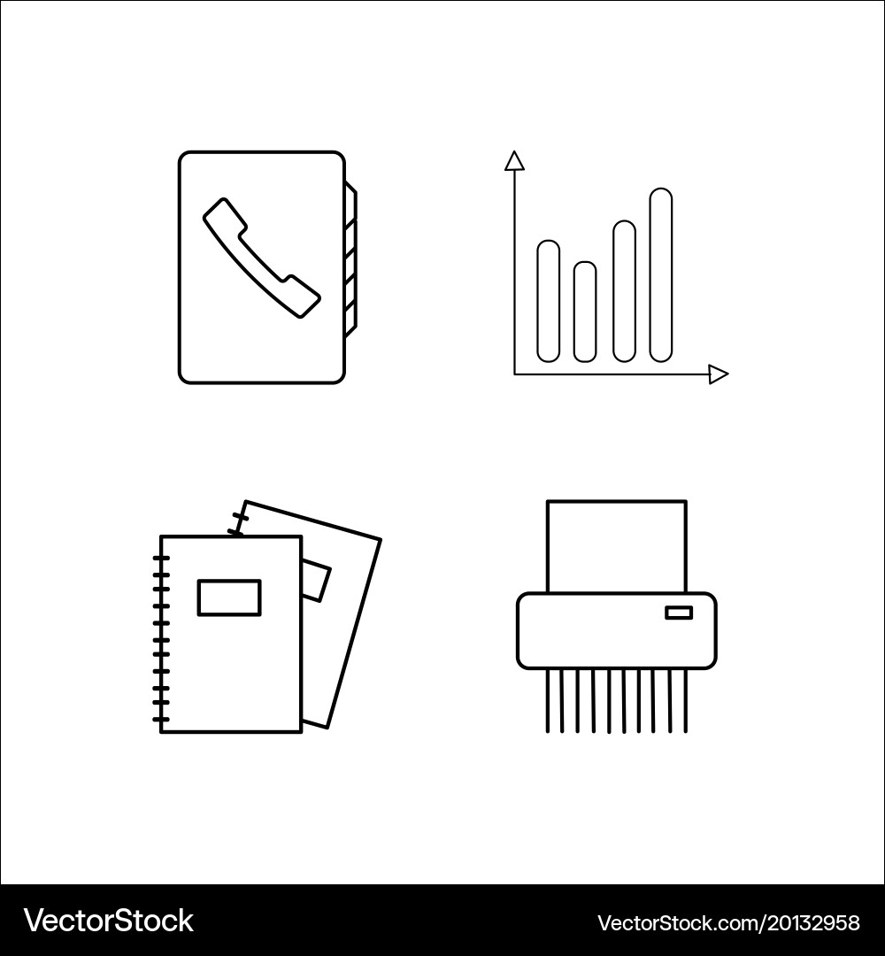 Office simple linear icon setsimple outline icons vector image