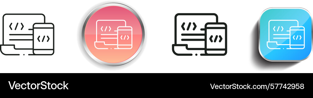 Responsive icon thin linear regular and button vector image