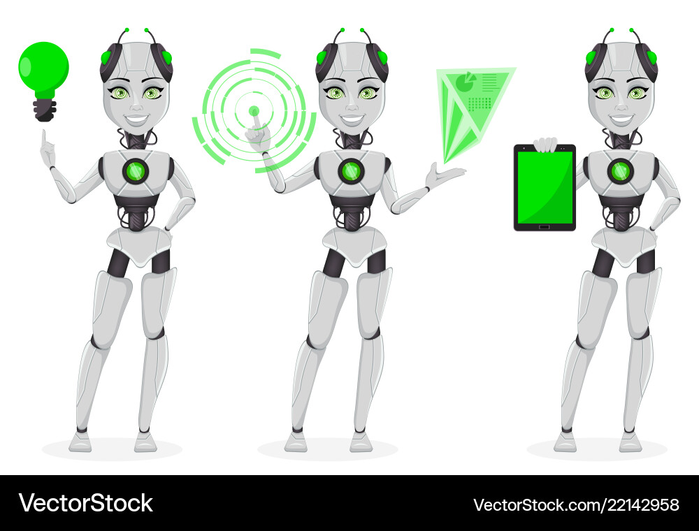 Robot with artificial intelligence female bot Robot with artificial intelligence female bot vector image
