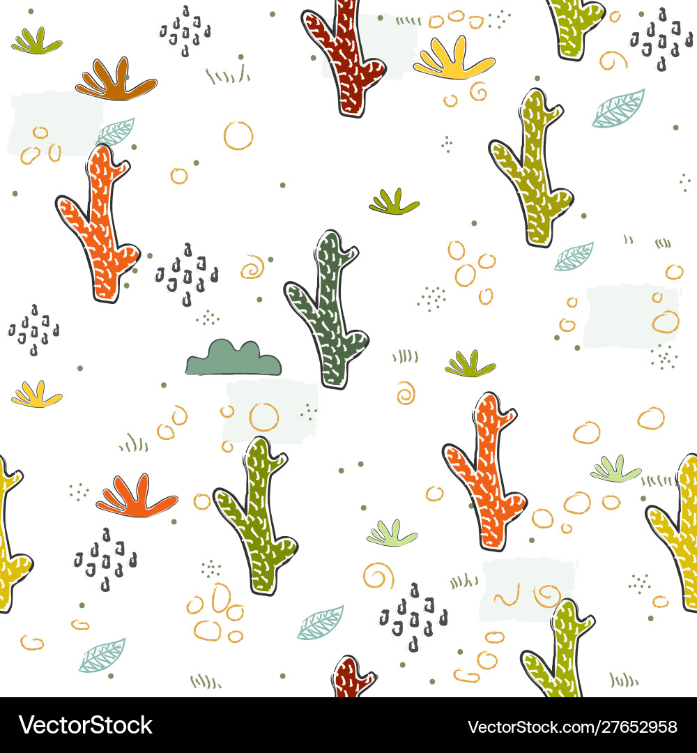 Seamless pattern with cute cacti scandinavian Vector Image