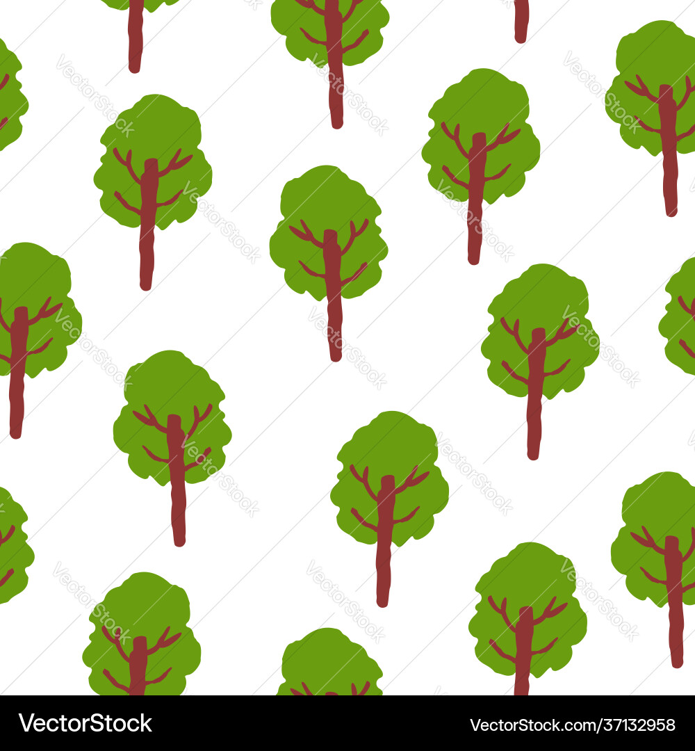 Seamless pattern with green deciduous trees Seamless pattern with green deciduous trees vector image