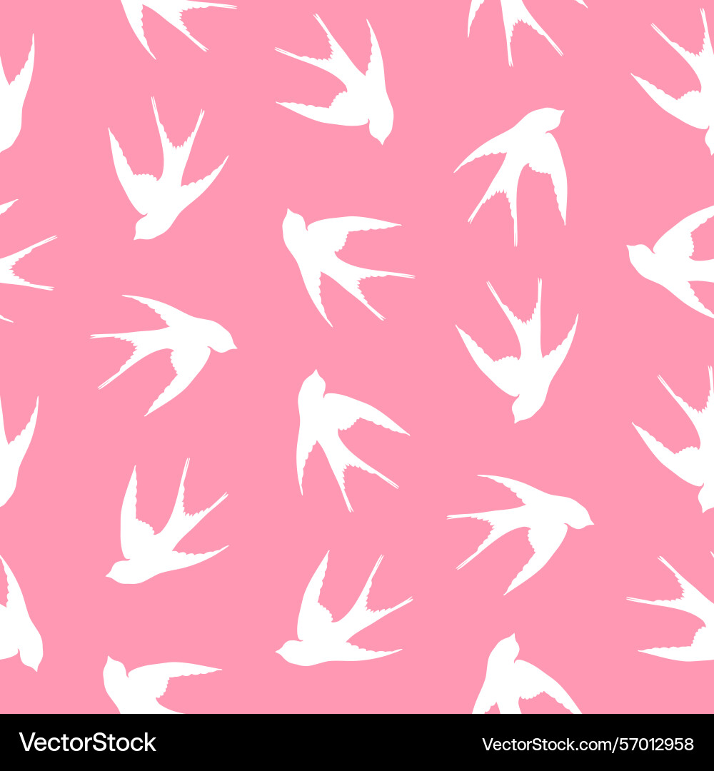 Seamless pattern with swallow silhouette on color Seamless pattern with swallow silhouette on color vector image