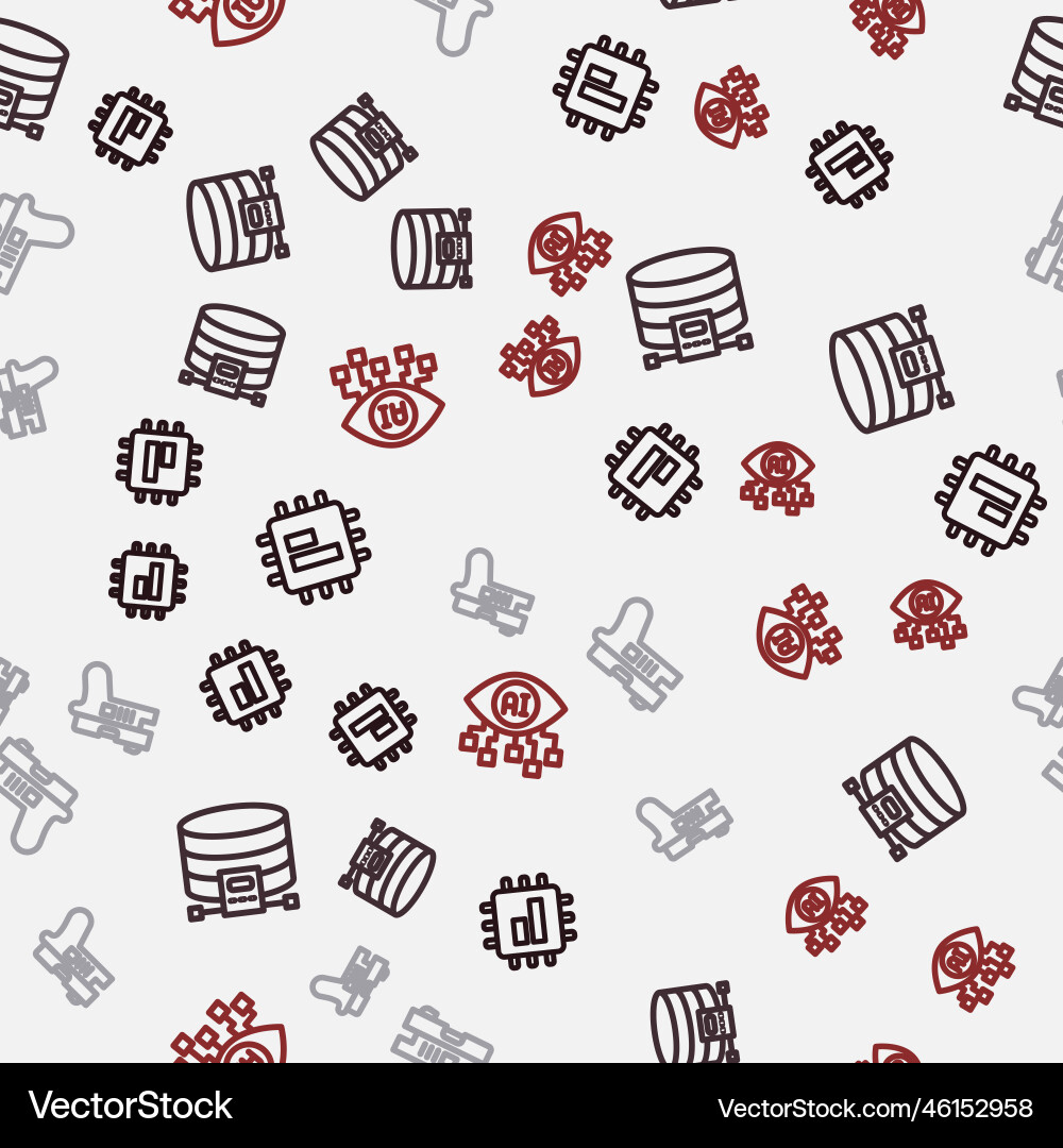 Set line processor cpu cloud database futuristic Set line processor cpu cloud database futuristic vector image