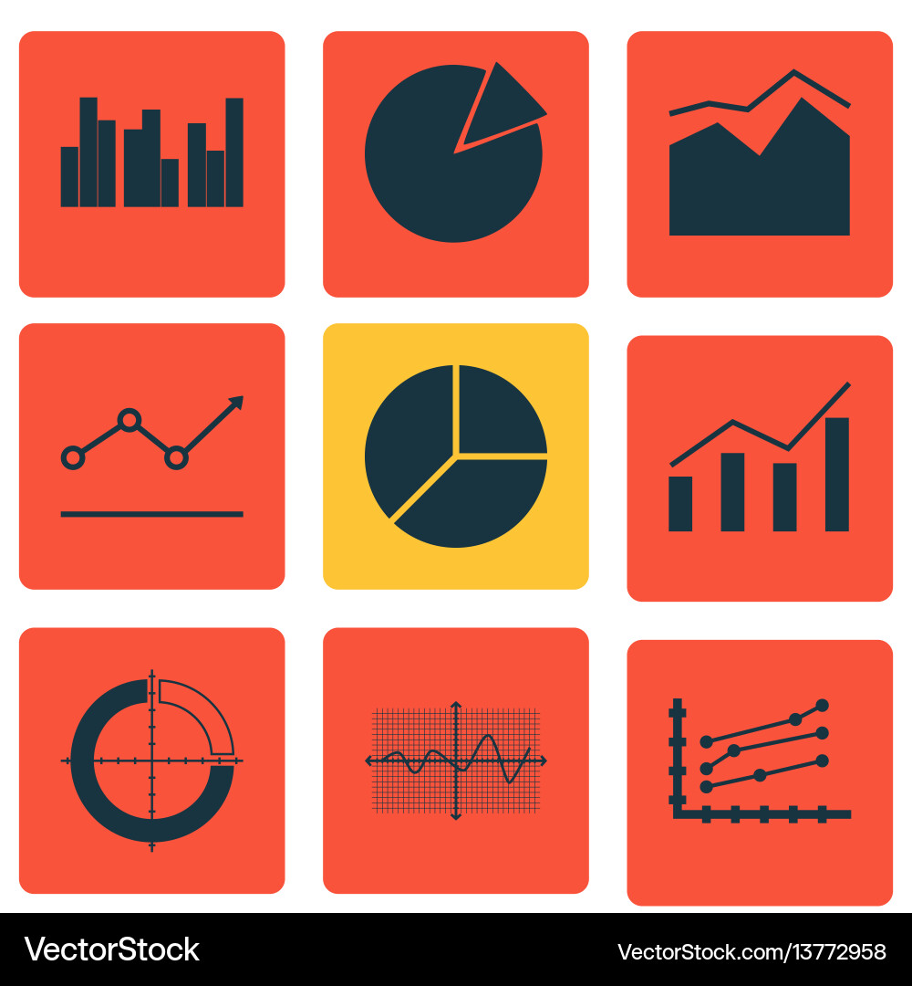 Set of graphs diagrams and statistics icons vector image