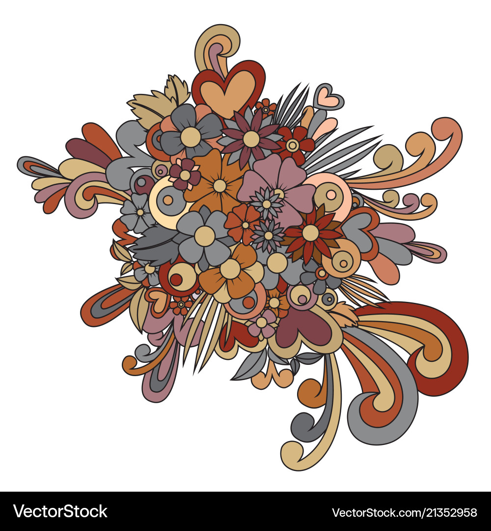 Tangle pattern is a multicolored floral print vector image