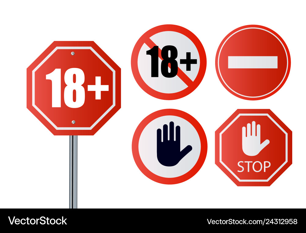 Up to 18 not allowed sign older than number Up to 18 not allowed sign older than number vector image