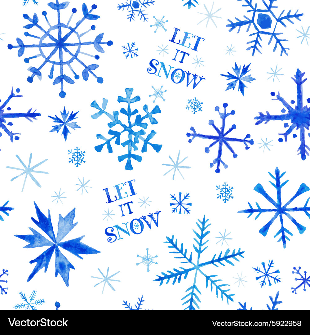 Watercolor Snowflake Winter Background Vector Image