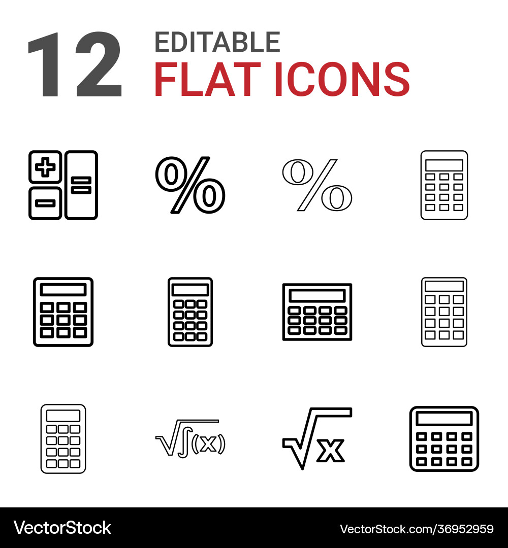 12 calculation icons vector image