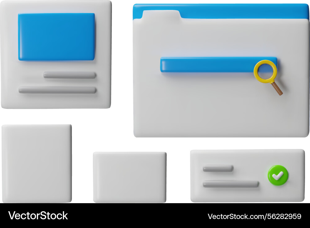 3d ui ux user software interface set 3d ui ux user software interface set vector image