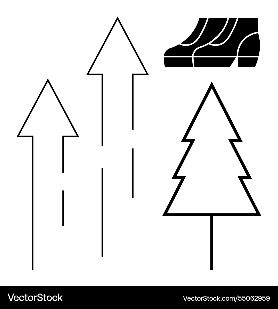 Arrow graphs rising with bar graph and pine tree Arrow graphs rising with bar graph and pine tree Vector Image