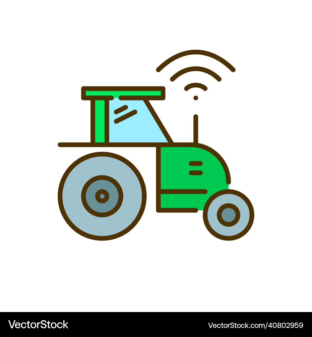 Automated unmanned tractor smart farming modern Vector Image