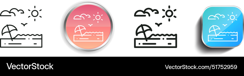 Beach icon thin linear regular and button style vector image