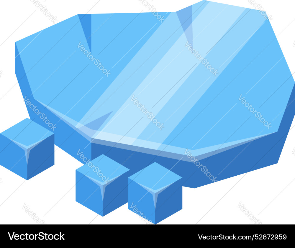 Big frozen ice block surrounded by smaller cubes Big frozen ice block surrounded by smaller cubes vector image