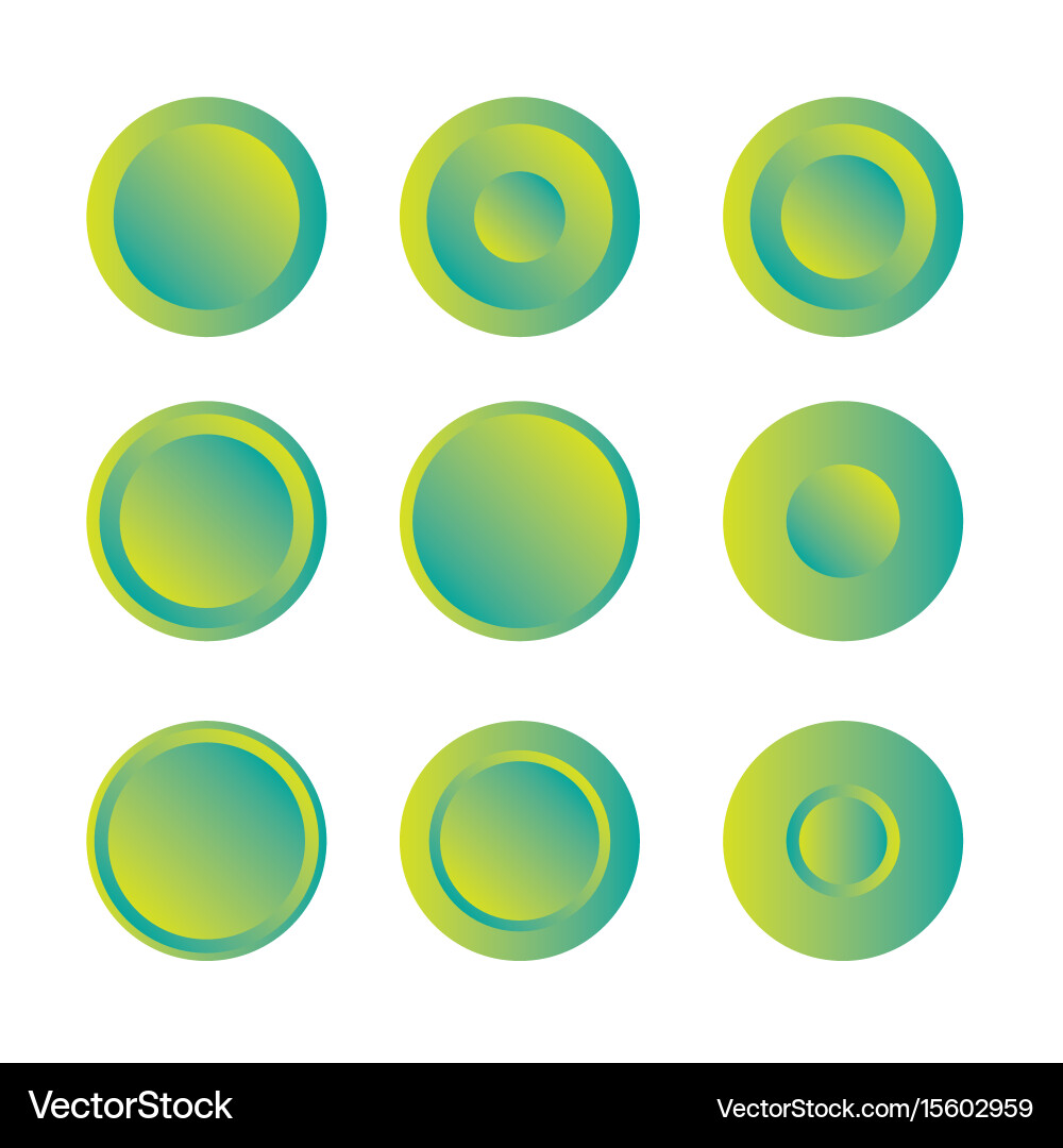 Button round with gradient set vector image