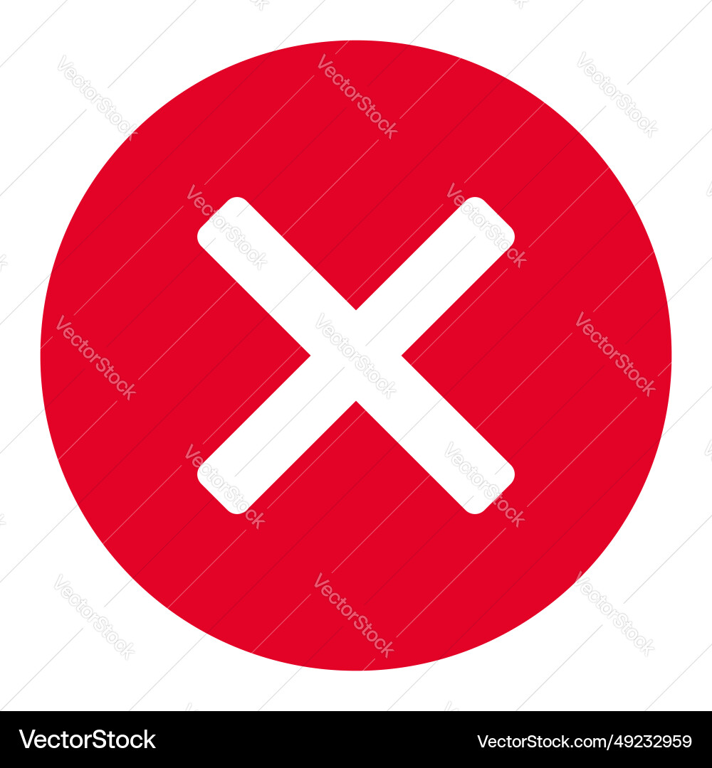 Close button - x in circle red cross icon symbol Vector Image