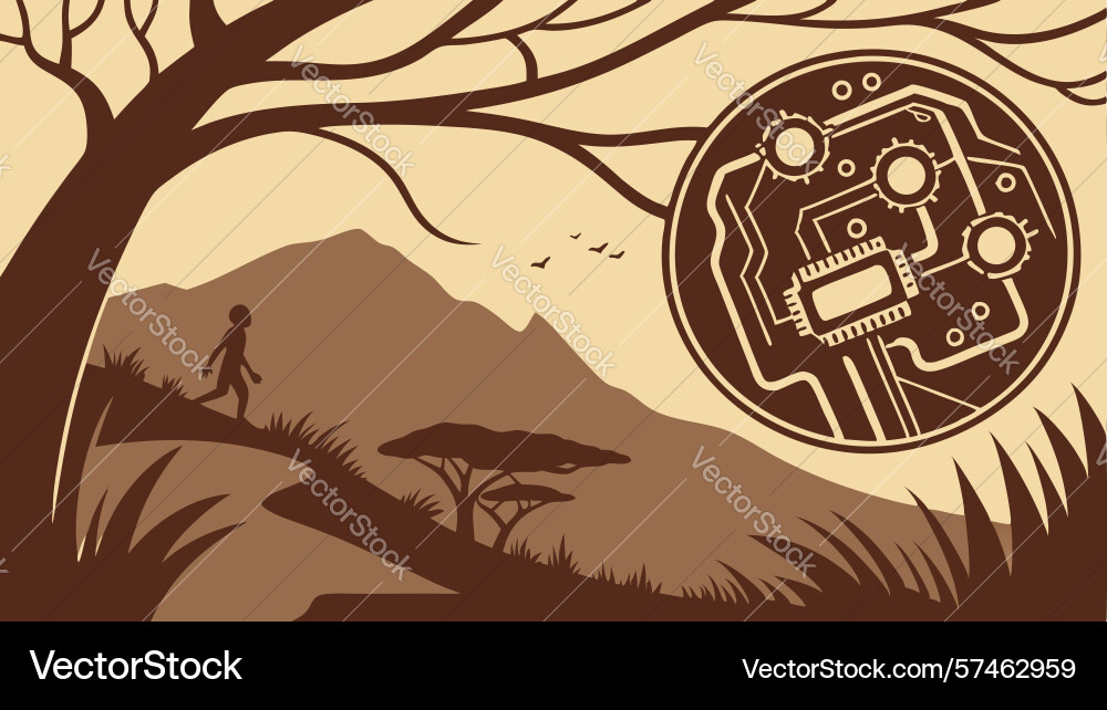 Desert tech circuit board pattern embedded vector image