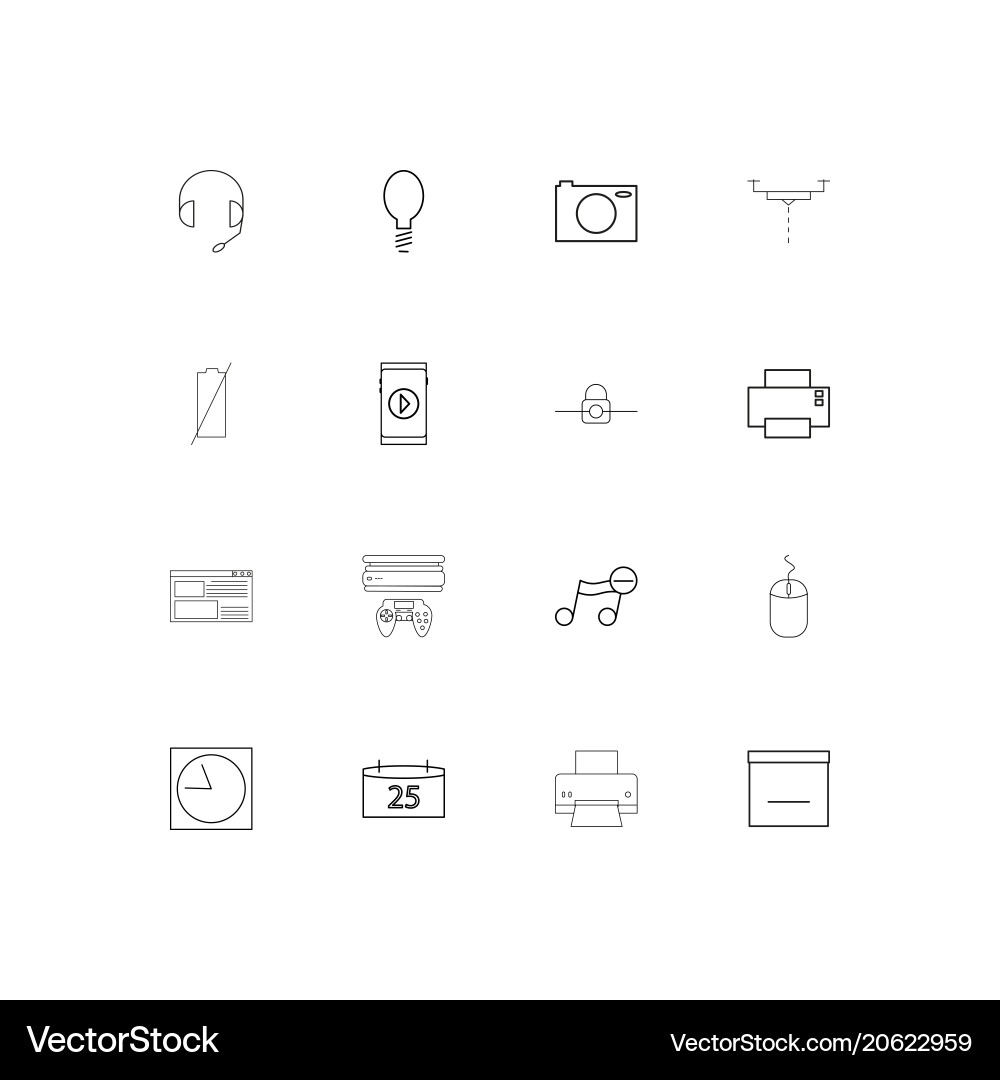 Devices simple linear icons set outlined vector image