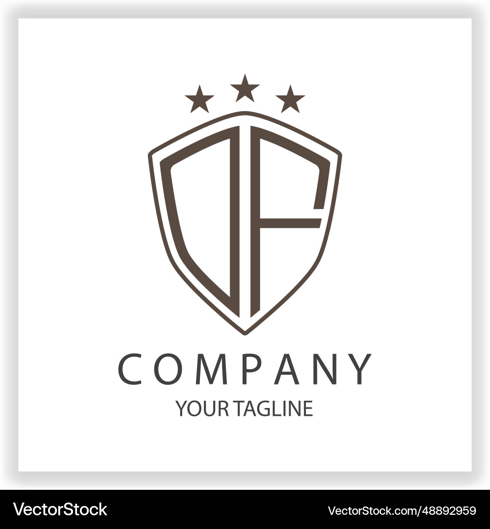 Df of logo monogram with shield shape isolated Df of logo monogram with shield shape isolated Vector Image
