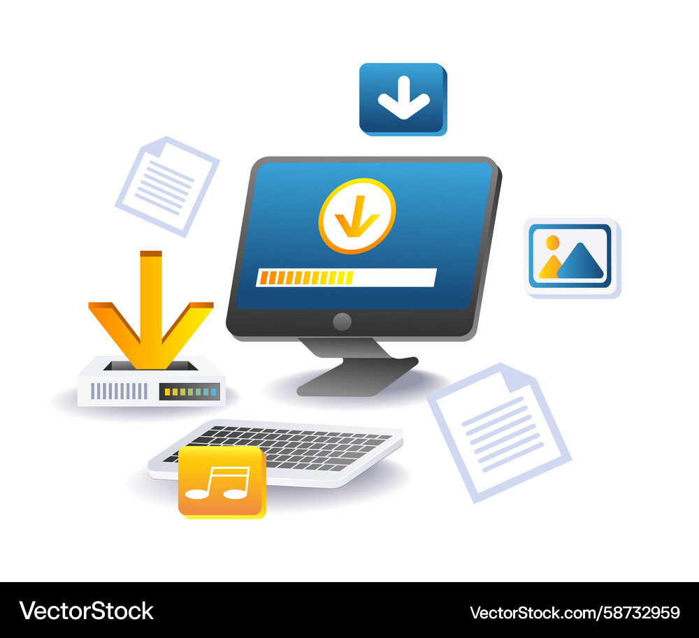 Digital Data Server & Cloud Computing Vector Image