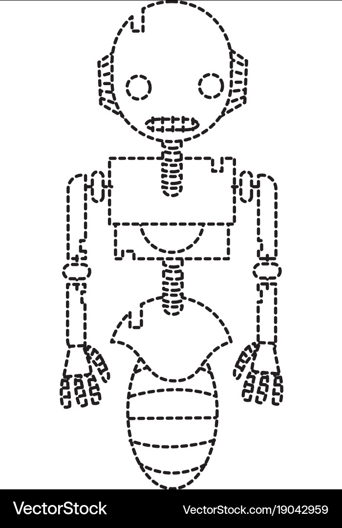 Dotted shape robot technology with machine body vector image