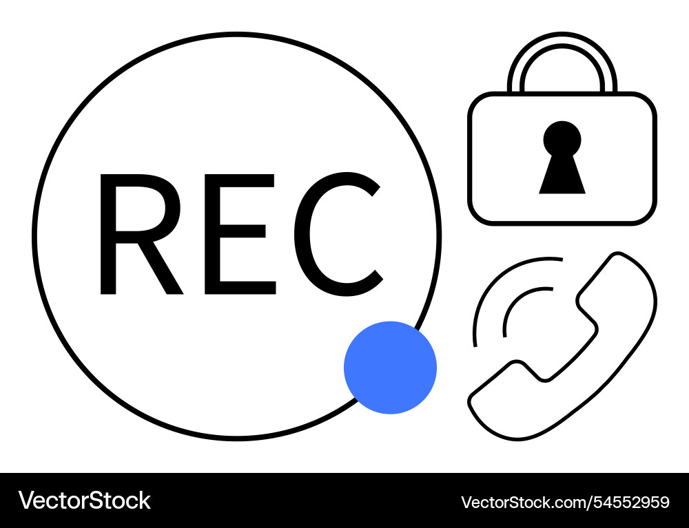Recording and security concept with rec button Recording and security concept with rec button vector image