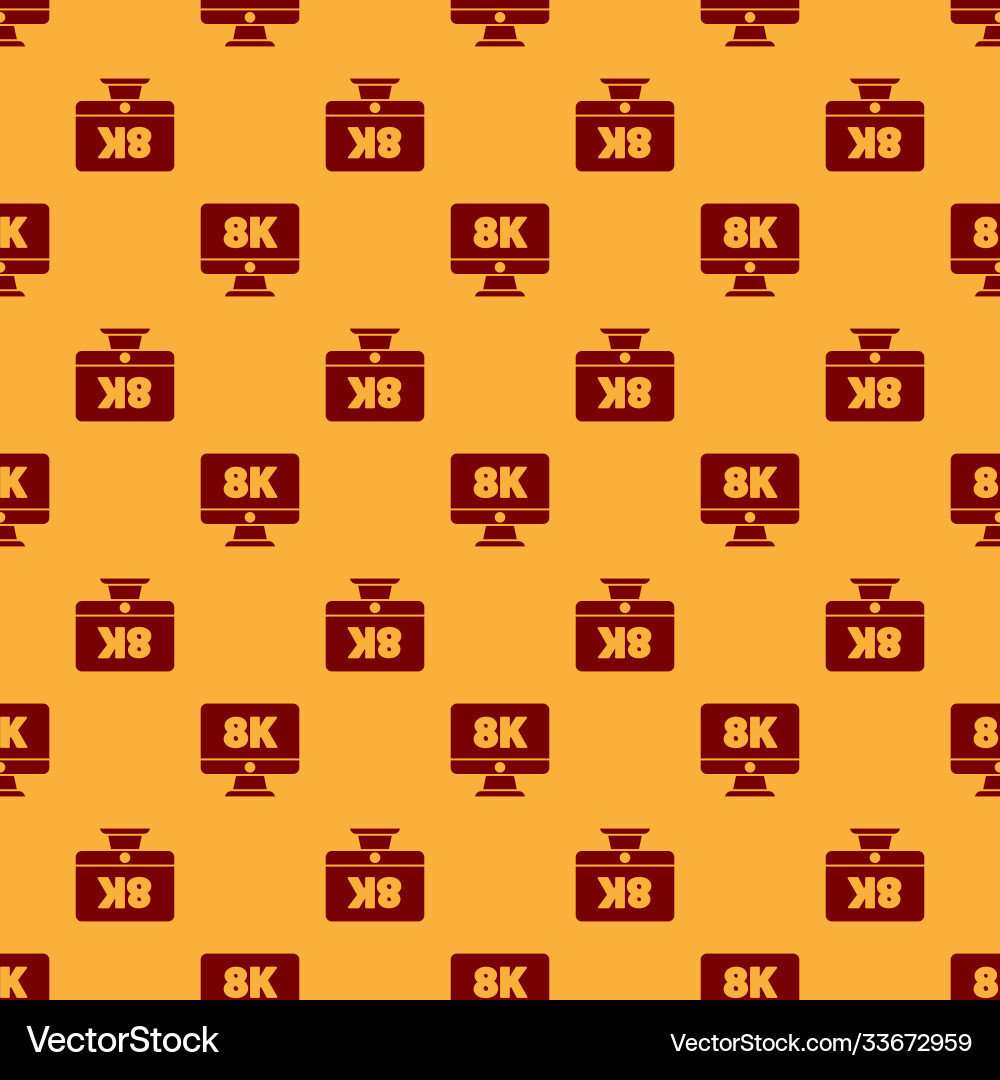 Red computer pc monitor display with 8k video vector image