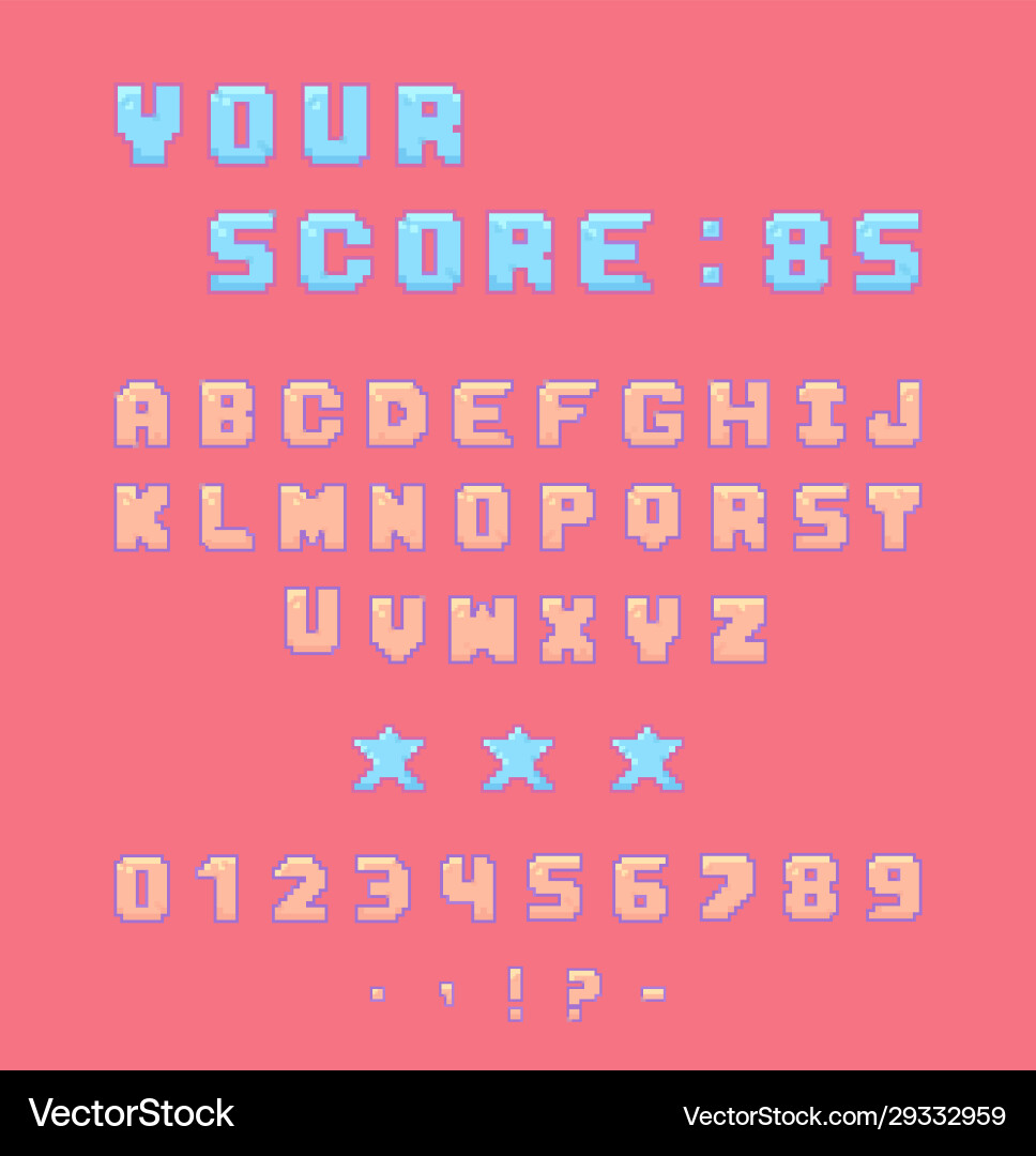 Retro Pixel Font - 8-Bit Style vector image