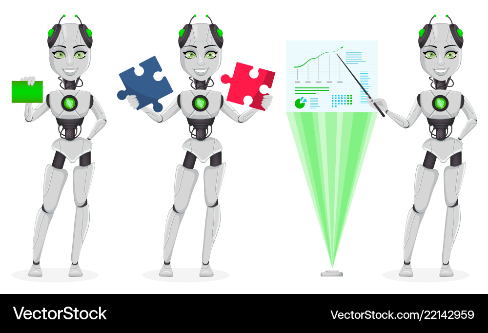 Robot with artificial intelligence female bot Robot with artificial intelligence female bot vector image
