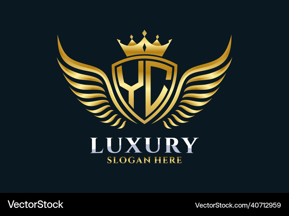Royal YC Crest Logo - Gold & Wing Vector Image