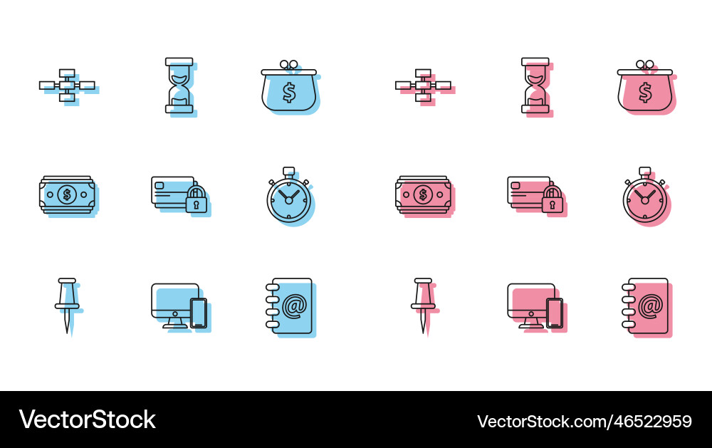 Set line push pin business hierarchy organogram Set line push pin business hierarchy organogram vector image
