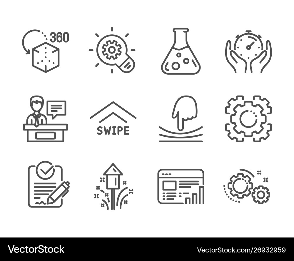 Set science icons such as timer cogwheel Set science icons such as timer cogwheel vector image