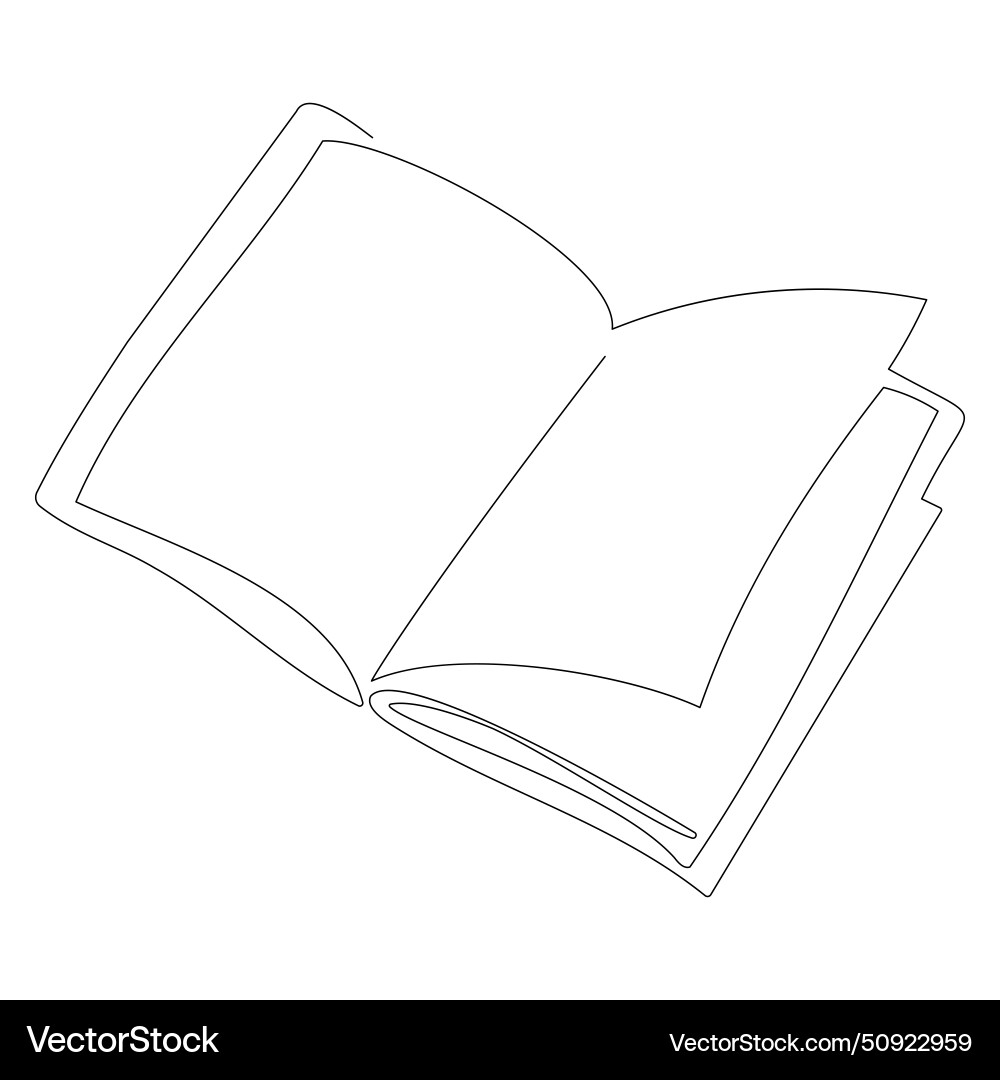 Single one line drawing of open text book Vector Image