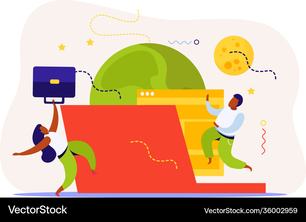 Startup in space composition Startup in space composition vector image